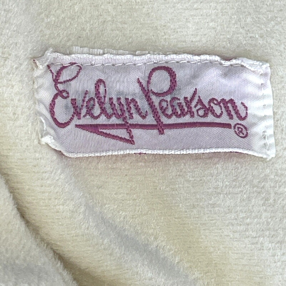 Vtg Evelyn Pearson Lounge Robe Women M Ivory Embroidered Trim Soft 44" Wide Back - Picture 6 of 11